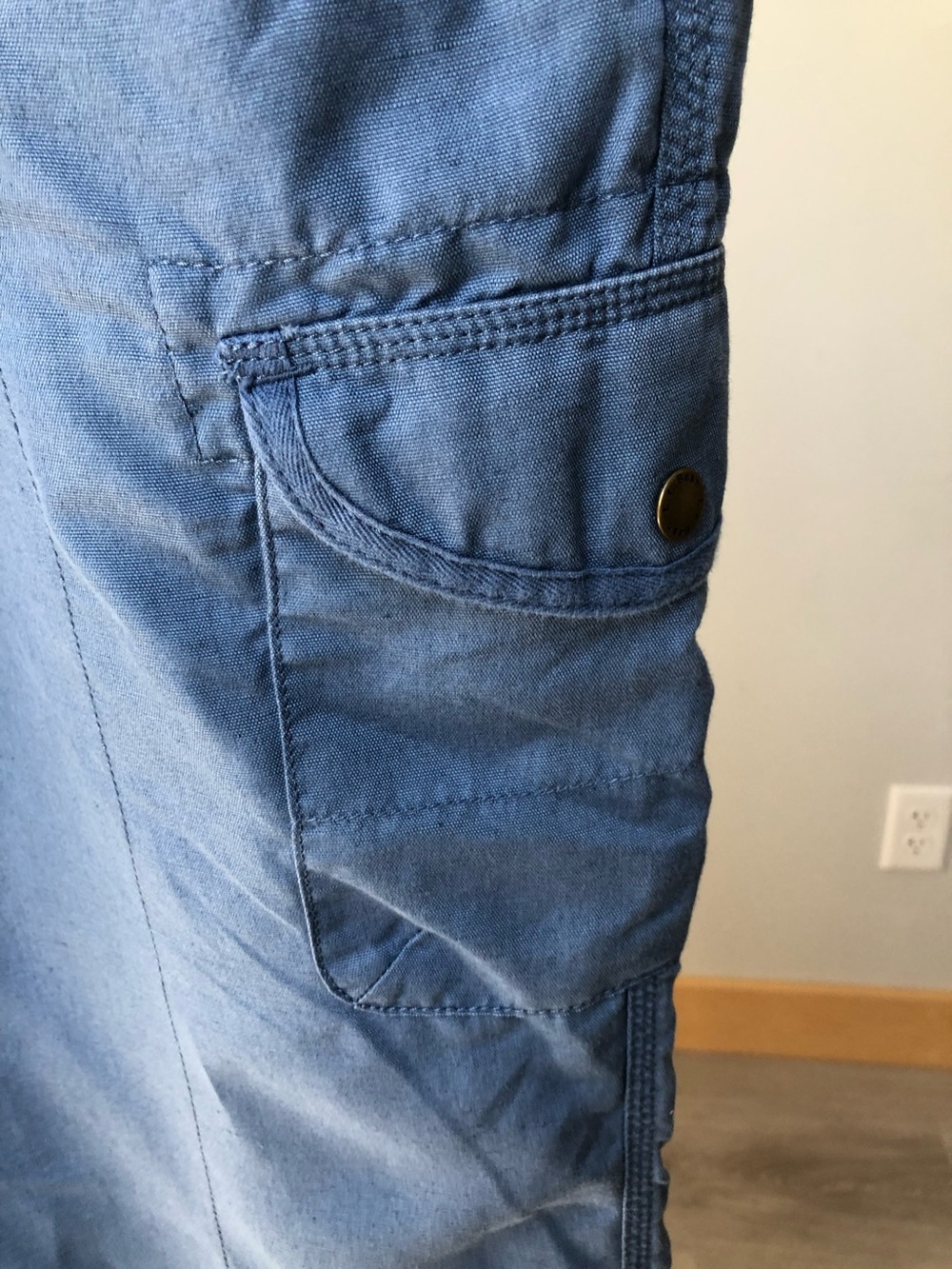 L.L.Bean Luxe Lightweight Linen Blend Blue Ankle Cargo Pants Size 18 - Picture 5 of 11